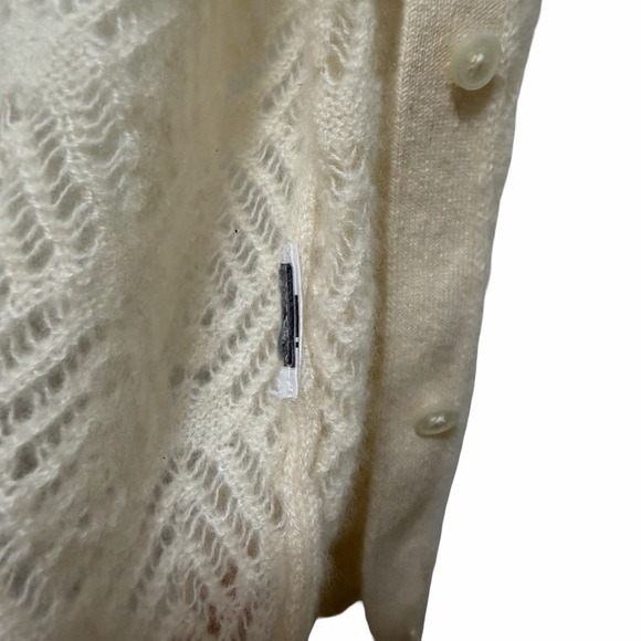 J Crew Womens Cashmere Pointelle Short Sleeve Sheer Cardigan Size XXL Cream Luxe - Picture 6 of 8